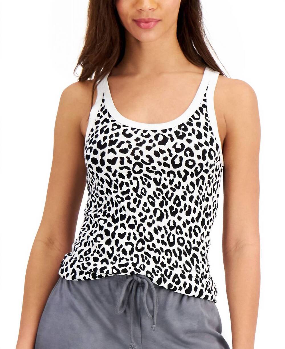 NEW JENNI BY JENNIFER MOORE basic solid ribbed tank top in simple leo